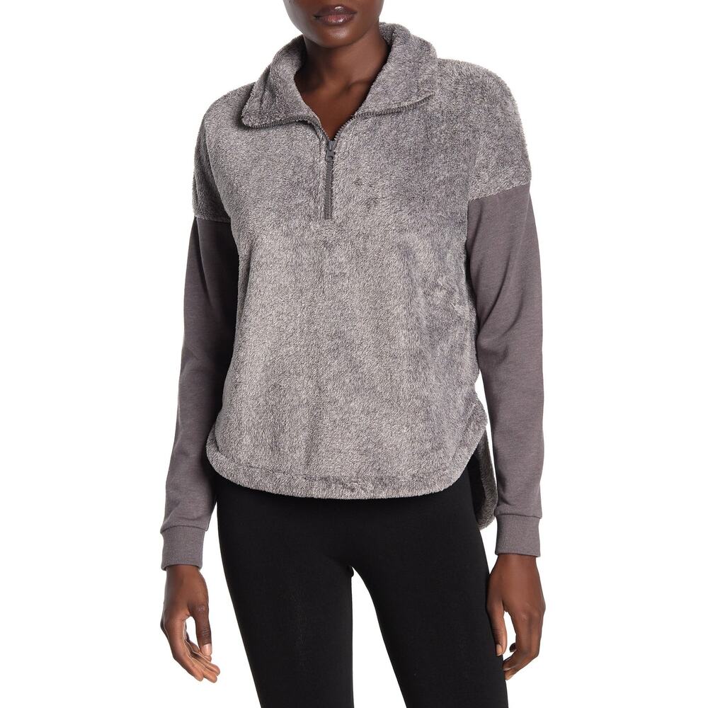 Zella Pathway Faux Fur Pullover Sweater Grey Kitten Small New